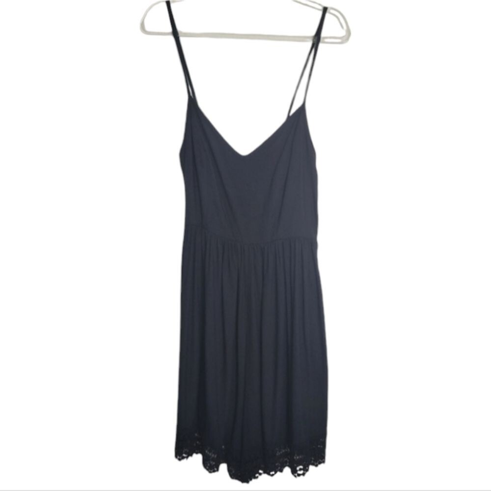 Abercrombie & Fitch Romper Black Crotchet Trim Back Tie Size Medium